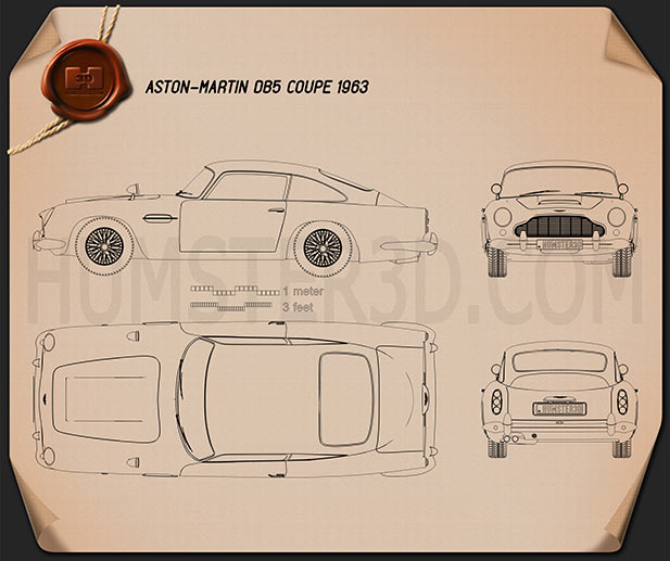 Aston Martin DB5 1963 Blueprint - Hum3D