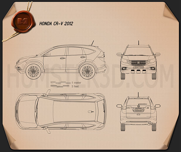 Honda CR-V 2012 Blueprint - Hum3D