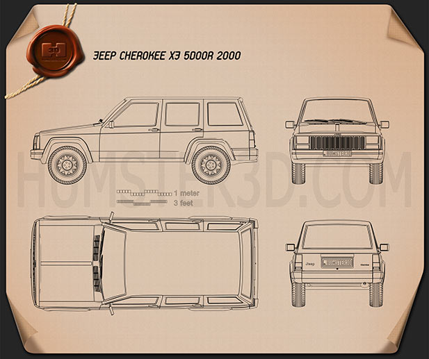 jeep-cherokee-xj-4-door-2001-blueprint-hum3d