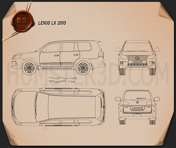 Lexus LX 2013 Blueprint - Hum3D