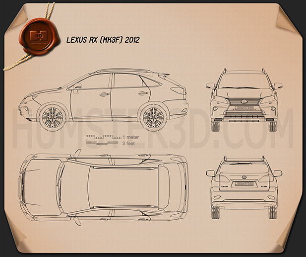 Lexus RX 2012 Blueprint - Hum3D