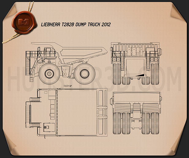 Liebherr T 282B Dump Truck 2012 Blueprint - Hum3D