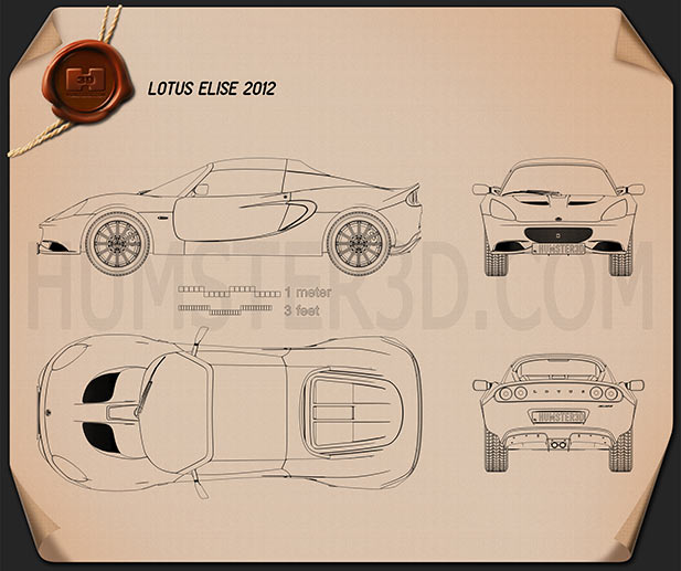 Lotus Elise 2012 Blueprint - Hum3D