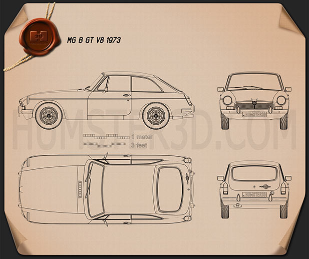 MG MGB GT V8 1973 Blueprint - Hum3D