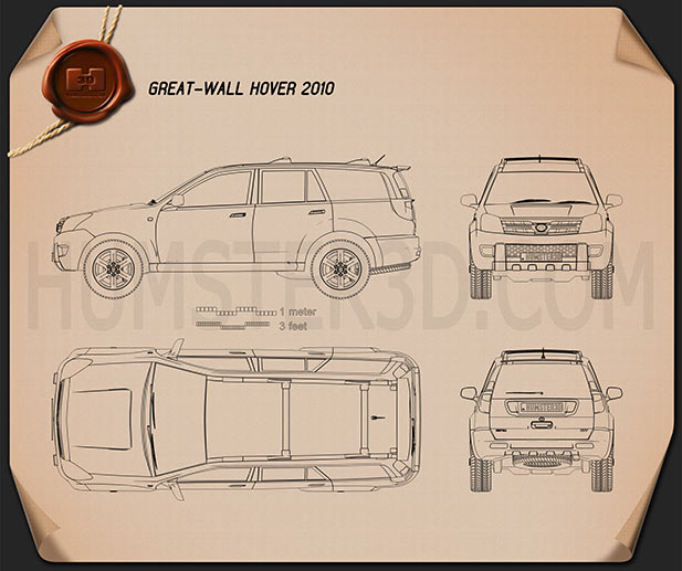 Great Wall Hover H3 2010 Blueprint - Hum3D