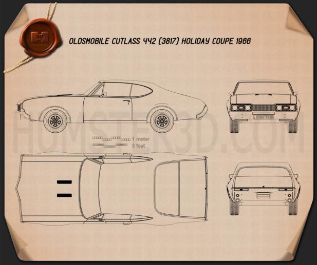 Oldsmobile Cutlass 442 3817 Holiday Coupe 1966 Blueprint