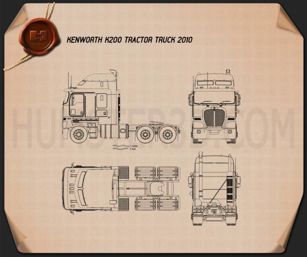 Kenworth K200 Tractor Truck 2010 Blueprint Hum3d