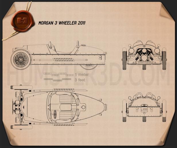 Morgan 3 Wheeler 2011 Blueprint - Hum3D