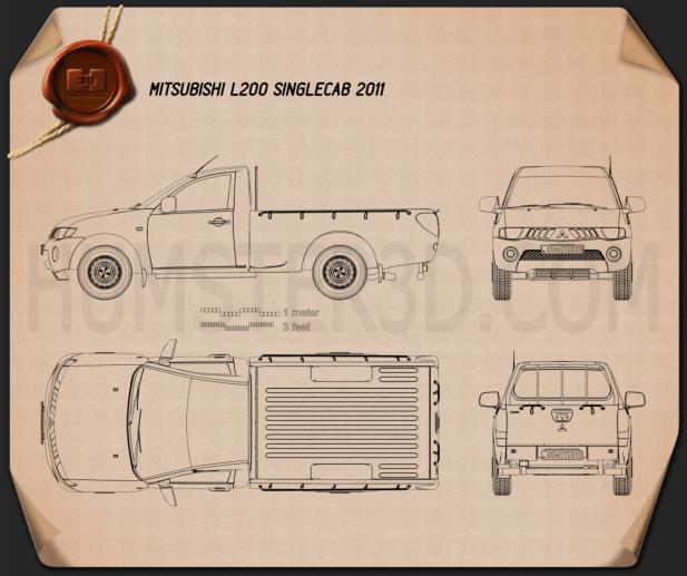 Mitsubishi L200 Triton Single Cab 2011 Blueprint - Hum3D