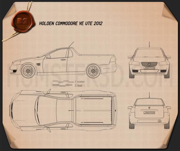 Holden VE Commodore UTE 2012 Blueprint - Hum3D