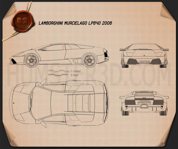 Lamborghini Murcielago LP640 2006 Blueprint - Hum3D