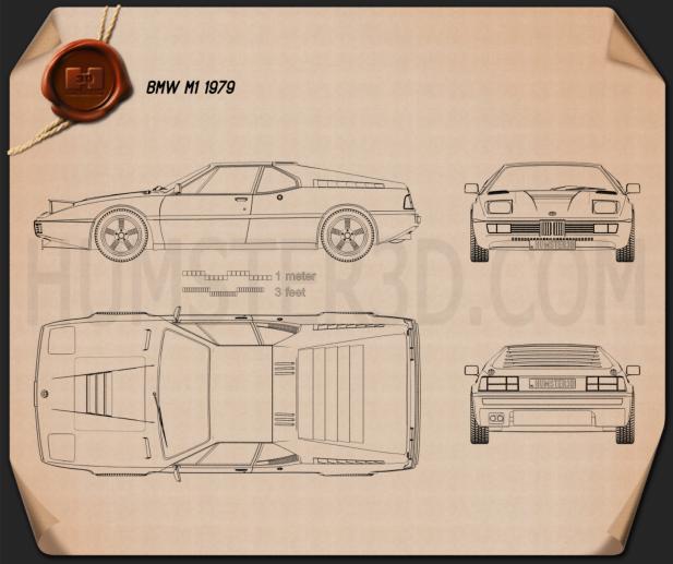 BMW M1 1978 Blueprint - Hum3D