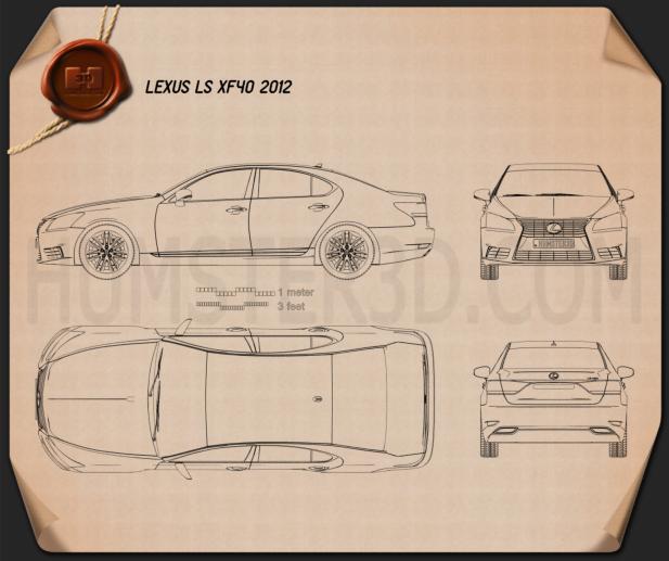 Lexus LS (XF40) 2012 Blueprint - Hum3D