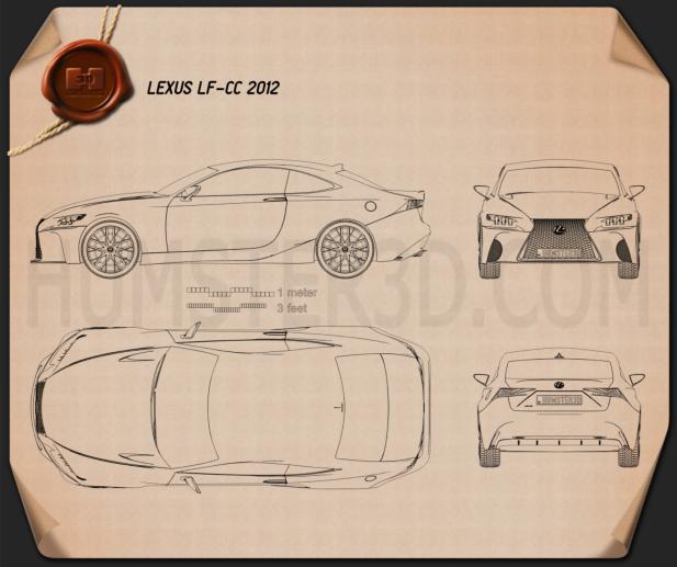 Lexus LF-CC 2012 Blueprint - Hum3D