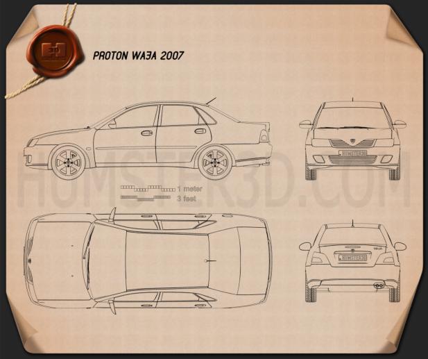 Proton Waja (Impian) 2010 Blueprint - Hum3D