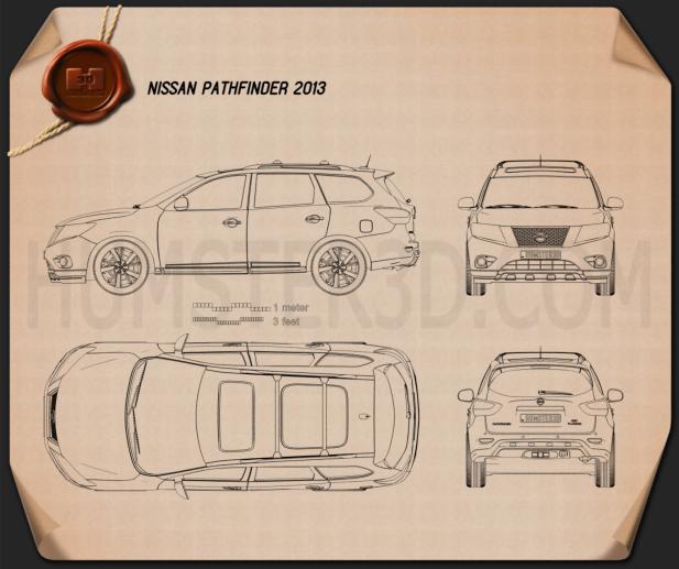 Nissan Pathfinder 2013 Blueprint  Hum3D