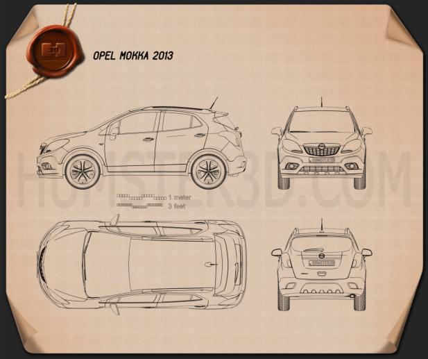Opel Mokka 2013 Blueprint  Hum3D