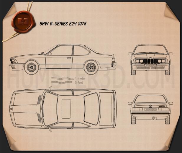 BMW 6 Series (E24) 1978 Blueprint - Hum3D