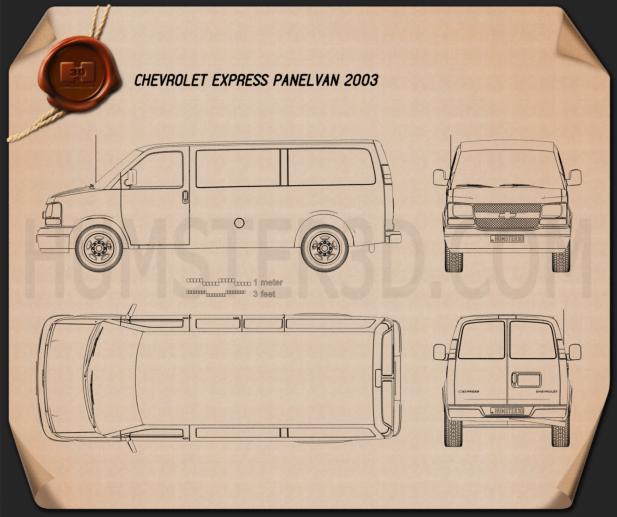 Chevrolet Express 2005 Vehicle Template Van Blueprint Van Outline