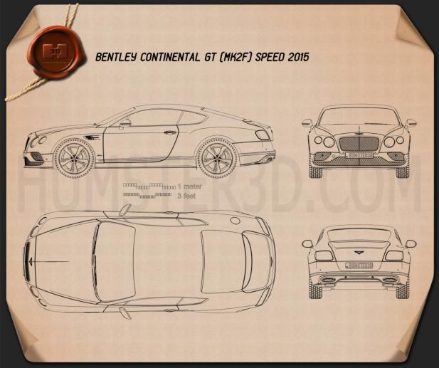 Bentley Continental GT Speed 2015 Blueprint - Hum3D