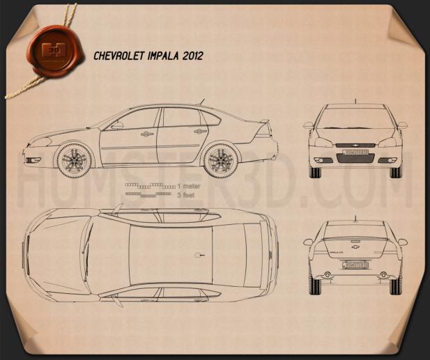 Chevrolet Impala 2012 Blueprint - Hum3D