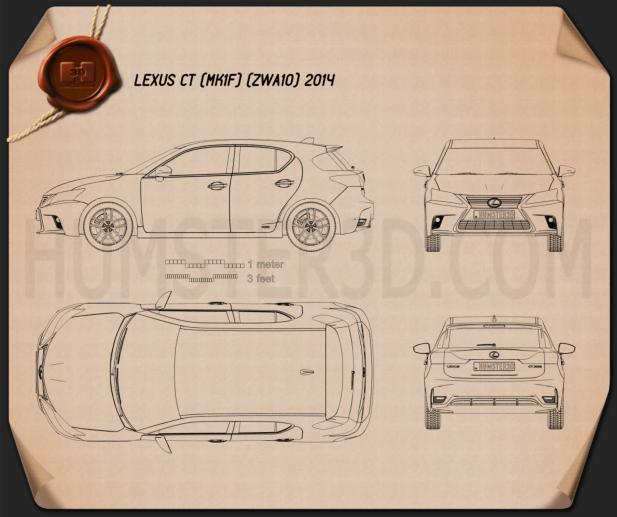 Lexus CT 2014 Blueprint - Hum3D