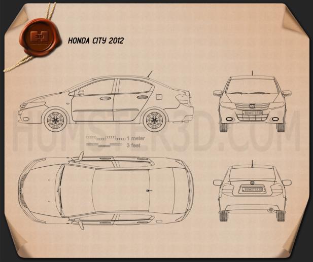 Honda City 2012 Blueprint - Hum3D