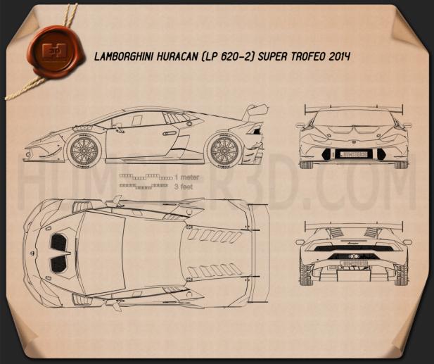 Lamborghini Huracan (LP 620-2) Super Trofeo 2014 Blueprint - Hum3D