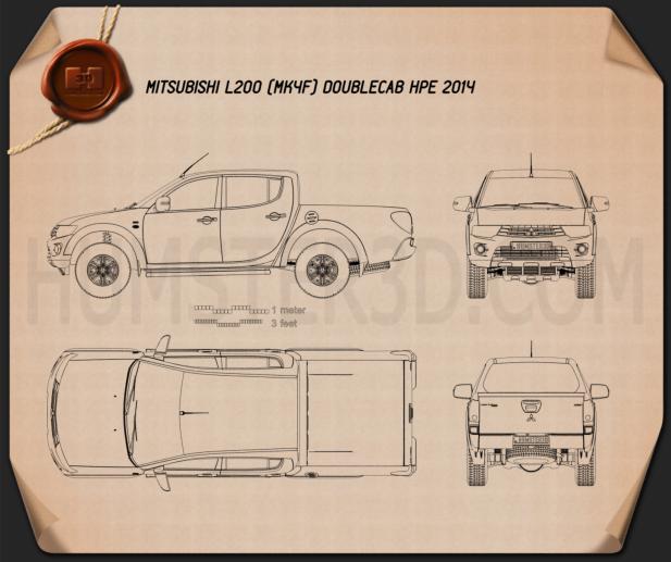 Mitsubishi L200 Triton Double Cab HPE 2014 Blueprint - Hum3D