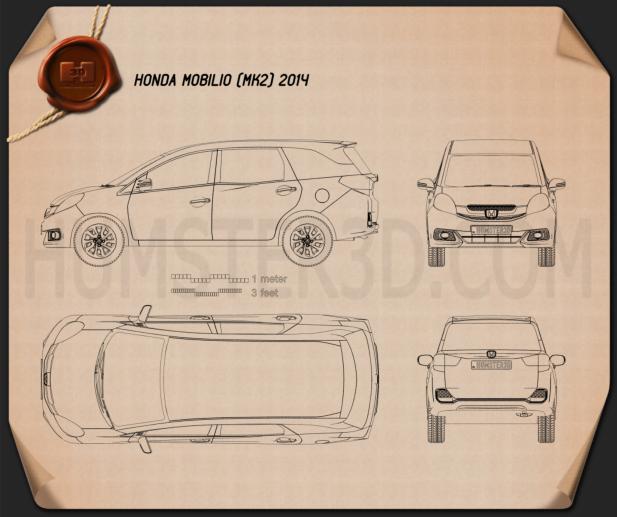 Honda Mobilio 2014 Blueprint Hum3D
