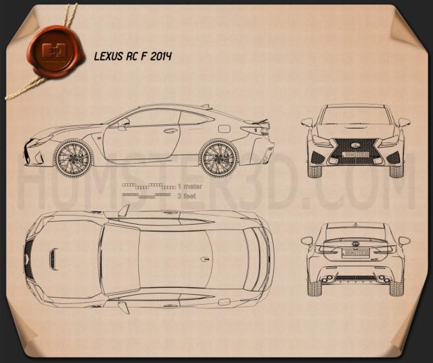 Lexus RC F 2014 Blueprint - Hum3D