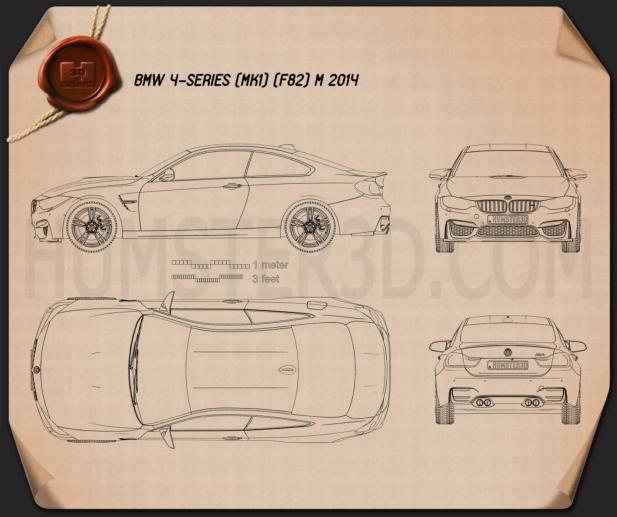 BMW M4 (F82) 2014 Blueprint - Hum3D