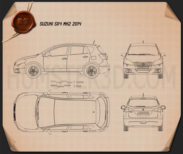 Suzuki SX4 2014 Blueprint Hum3D