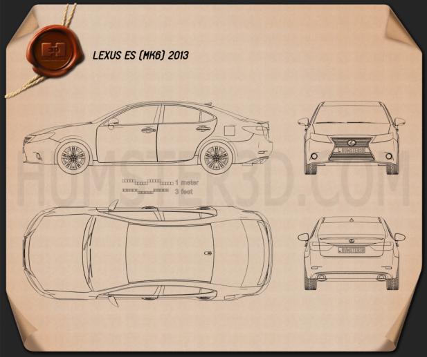 Lexus ES 2013 Blueprint - Hum3D