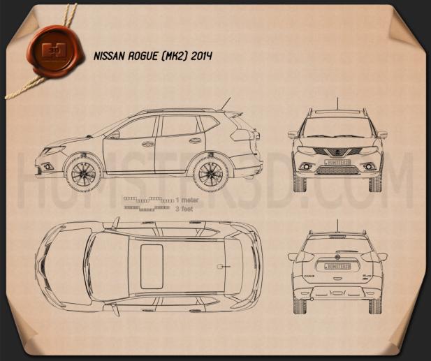 Nissan Rogue 2014 Blueprint Hum3D