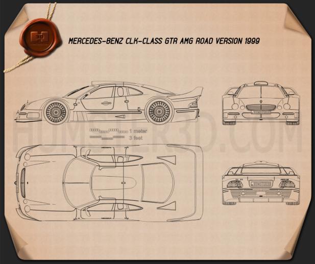 Mercedes-Benz CLK-class GTR AMG 1999 Blueprint - Hum3D