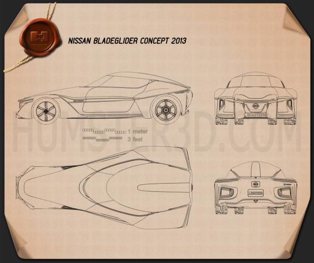 Nissan Bladeglider 13 Blueprint Hum3d