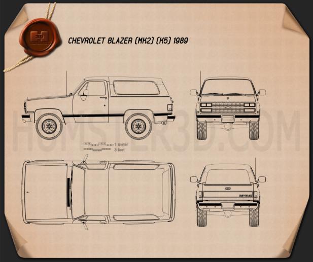 Download Chevrolet Blazer (K5) 1989 Blueprint - Hum3D