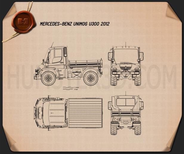 Mercedes Benz Unimog U300 2012 Blueprint Hum3d