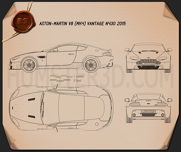 Aston Martin Vantage N430 2015 Blueprint Hum3d