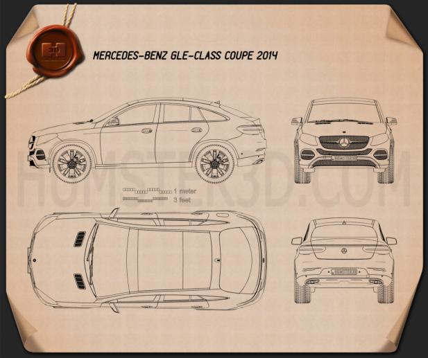 Mercedes Benz Gle Class Coupe 2014 Blueprint Hum3d