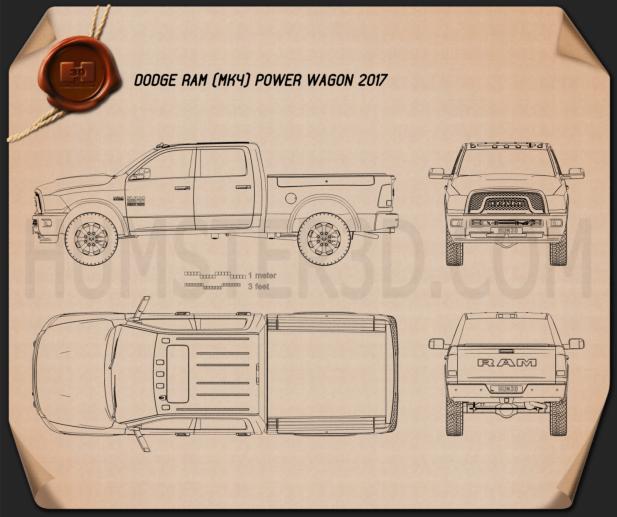 Dodge Ram Power Wagon 2017 Blueprint - Hum3D