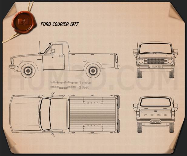 Ford Courier 1977 Blueprint - Hum3D