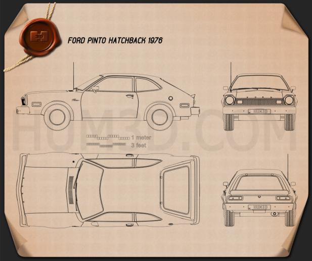 Ford Pinto hatchback 1976 Blueprint - Hum3D