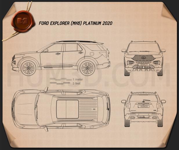 Ford Explorer Platinum 2019 Blueprint Hum3D