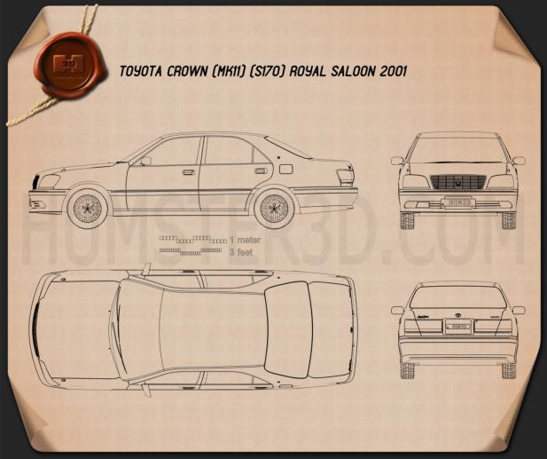 Toyota Crown Royal Saloon 2001 Blueprint Hum3d