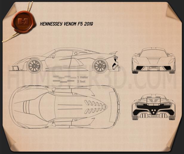 Hennessey Venom F5 2019 Blueprint - Hum3D