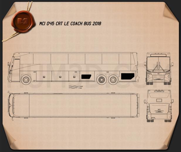 MCI D45 CRT LE Coach Bus 2018 Blueprint - Hum3D