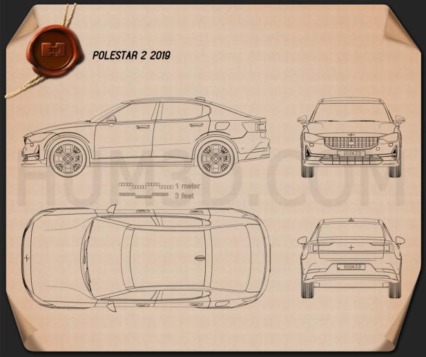 Polestar 2 2019 Blueprint - Hum3D