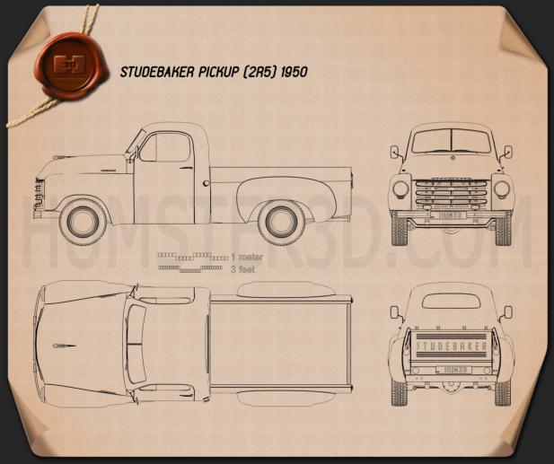 Studebaker Pickup 1950 Blueprint - Hum3D